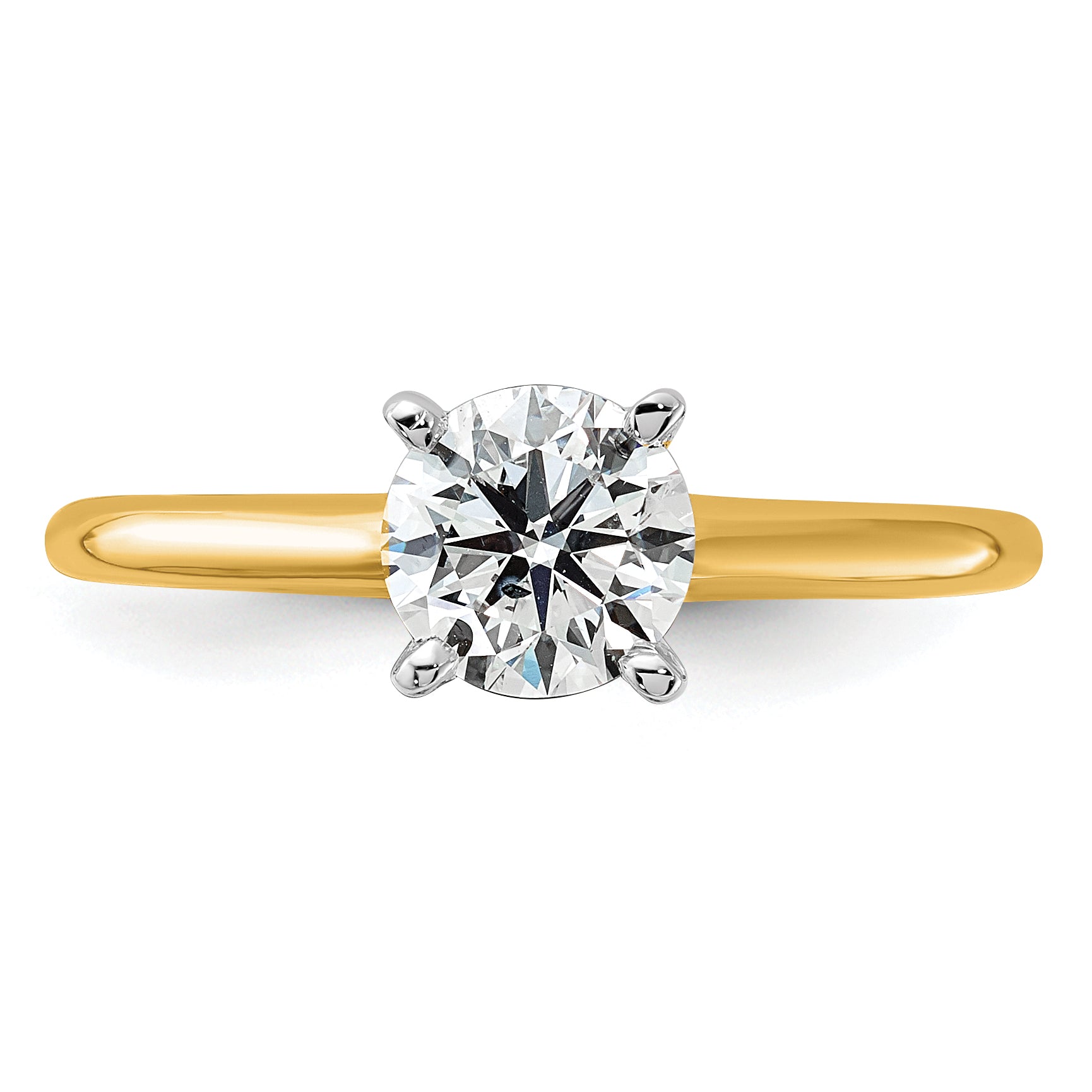14k Two-Tone 1 carat Lab Grown Diamond VS+ F+ Round Complete Solitaire Engagement Ring