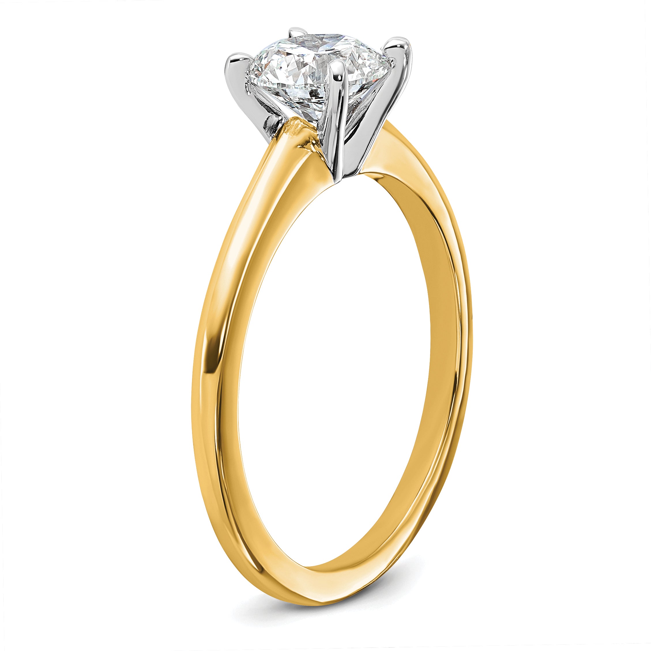 14k Two-Tone 1 carat Lab Grown Diamond VS+ F+ Round Complete Solitaire Engagement Ring