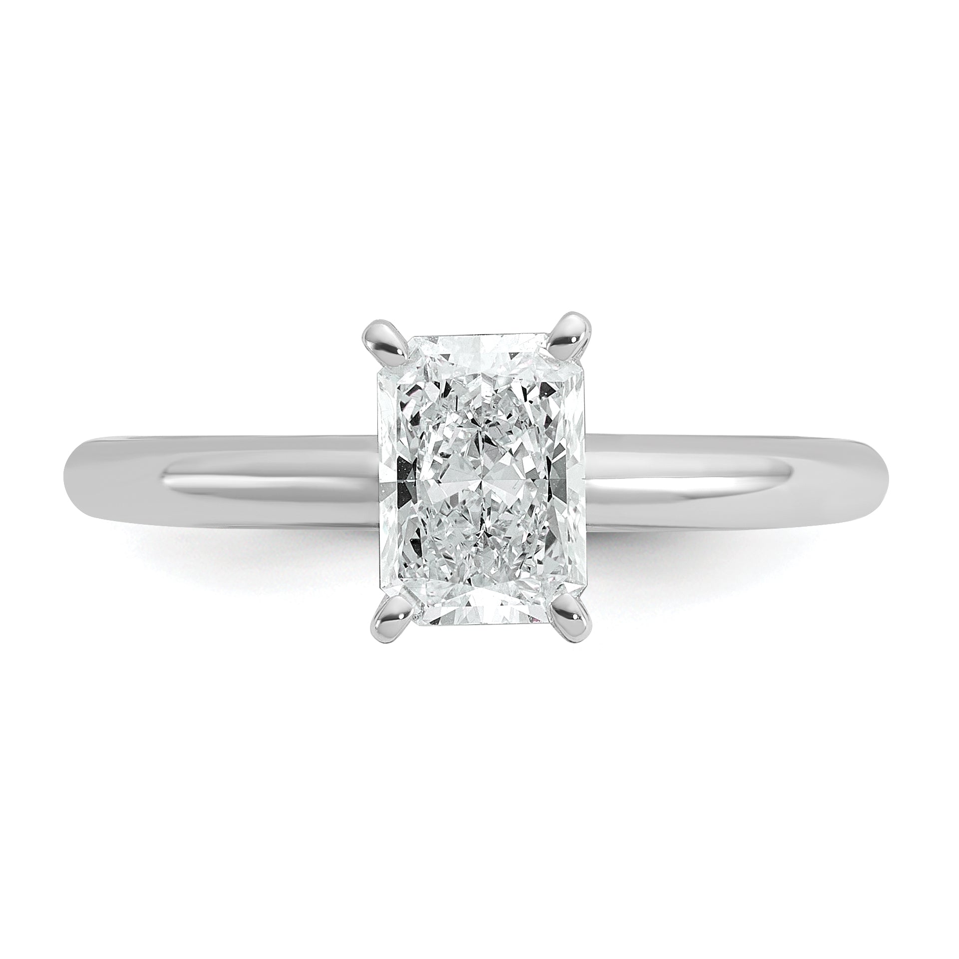 14k White Gold 1 carat Certified Lab Grown Diamond VS/SI+ G+ Radiant Solitare Complete Engagement Ring