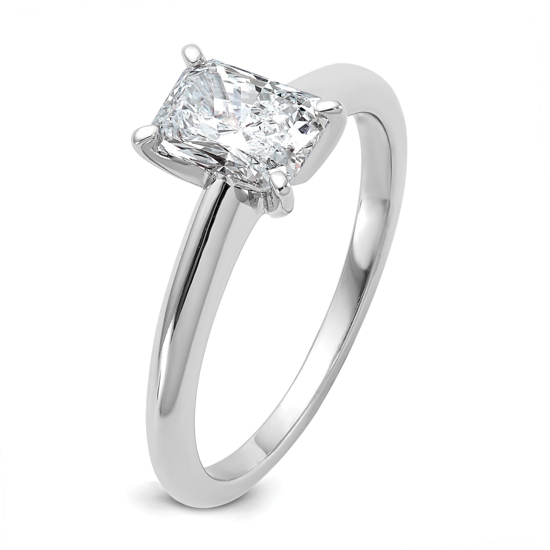 14k White Gold 1 carat Certified Lab Grown Diamond VS/SI+ G+ Radiant Solitare Complete Engagement Ring
