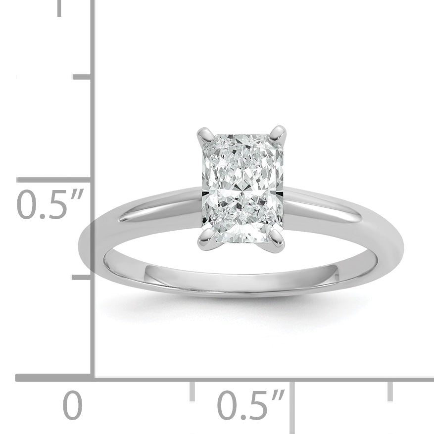 14k White Gold 1 carat Certified Lab Grown Diamond VS+ F+ Radiant Solitare Complete Engagement Ring