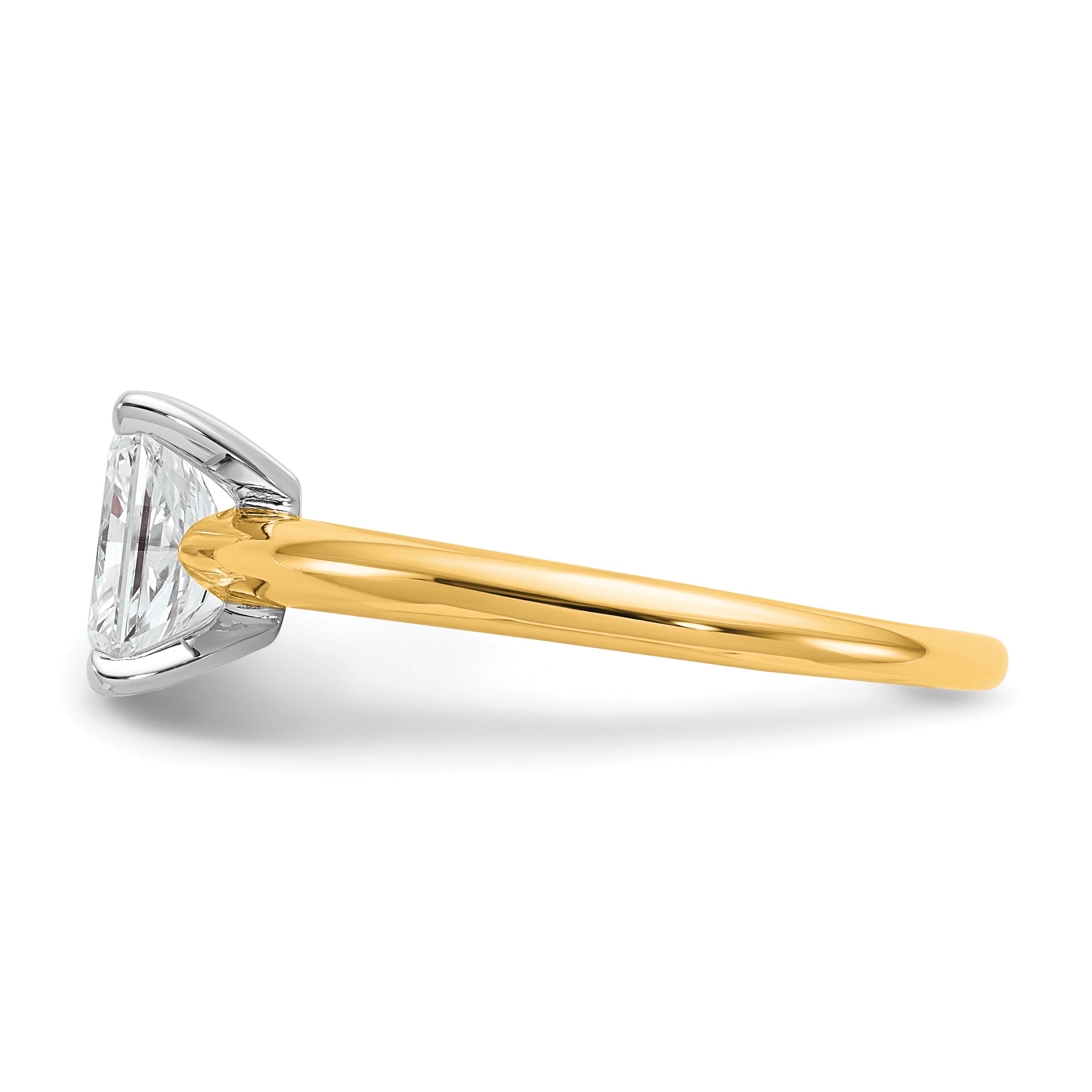 14k Two-tone 1 carat Certified Lab Grown Diamond VS+ F+ Radiant Solitare Complete Engagement Ring