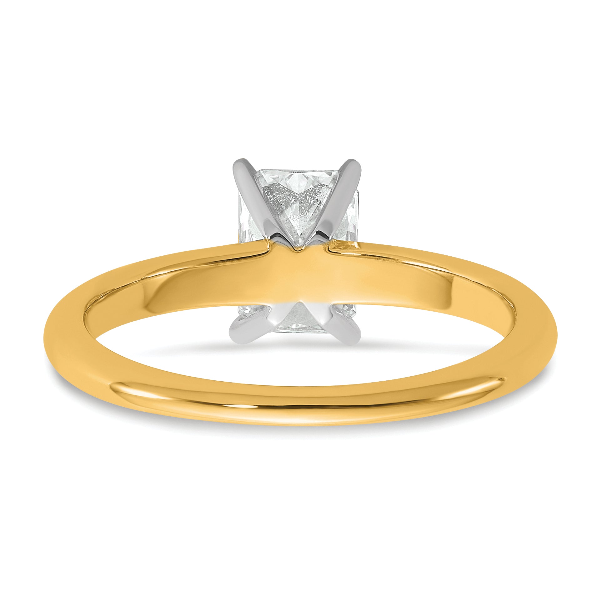 14k Two-tone 1 carat Certified Lab Grown Diamond VS+ F+ Radiant Solitare Complete Engagement Ring