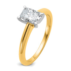 14k Two-tone 1 carat Certified Lab Grown Diamond VS+ F+ Radiant Solitare Complete Engagement Ring