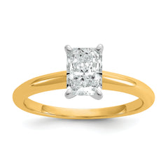 14k Two-tone 1 carat Certified Lab Grown Diamond VS+ F+ Radiant Solitare Complete Engagement Ring