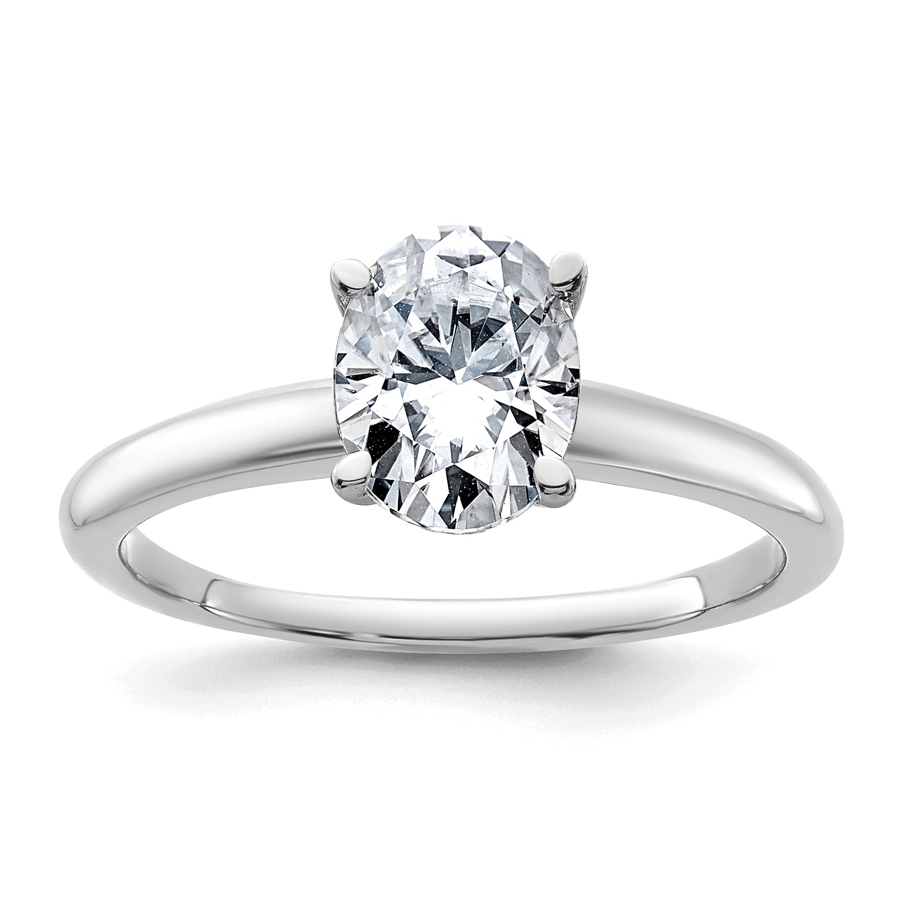14k White Gold 1 1/4 carat Lab Grown Diamond VS+ F+ Oval Complete Solitaire Engagement Ring