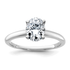 14k White Gold 1 1/4 carat Lab Grown Diamond VS+ F+ Oval Complete Solitaire Engagement Ring