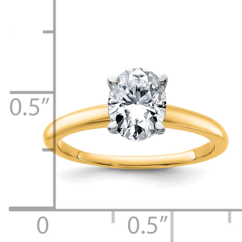 14k Two-Tone 1 1/4 carat Certified Lab Grown Diamond VS+ F+ Oval Complete Solitaire Engagement Ring