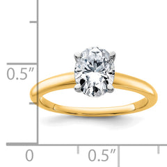 14k Two-Tone 1 1/4 carat Lab Grown Diamond VS+ F+ Oval Complete Solitaire Engagement Ring