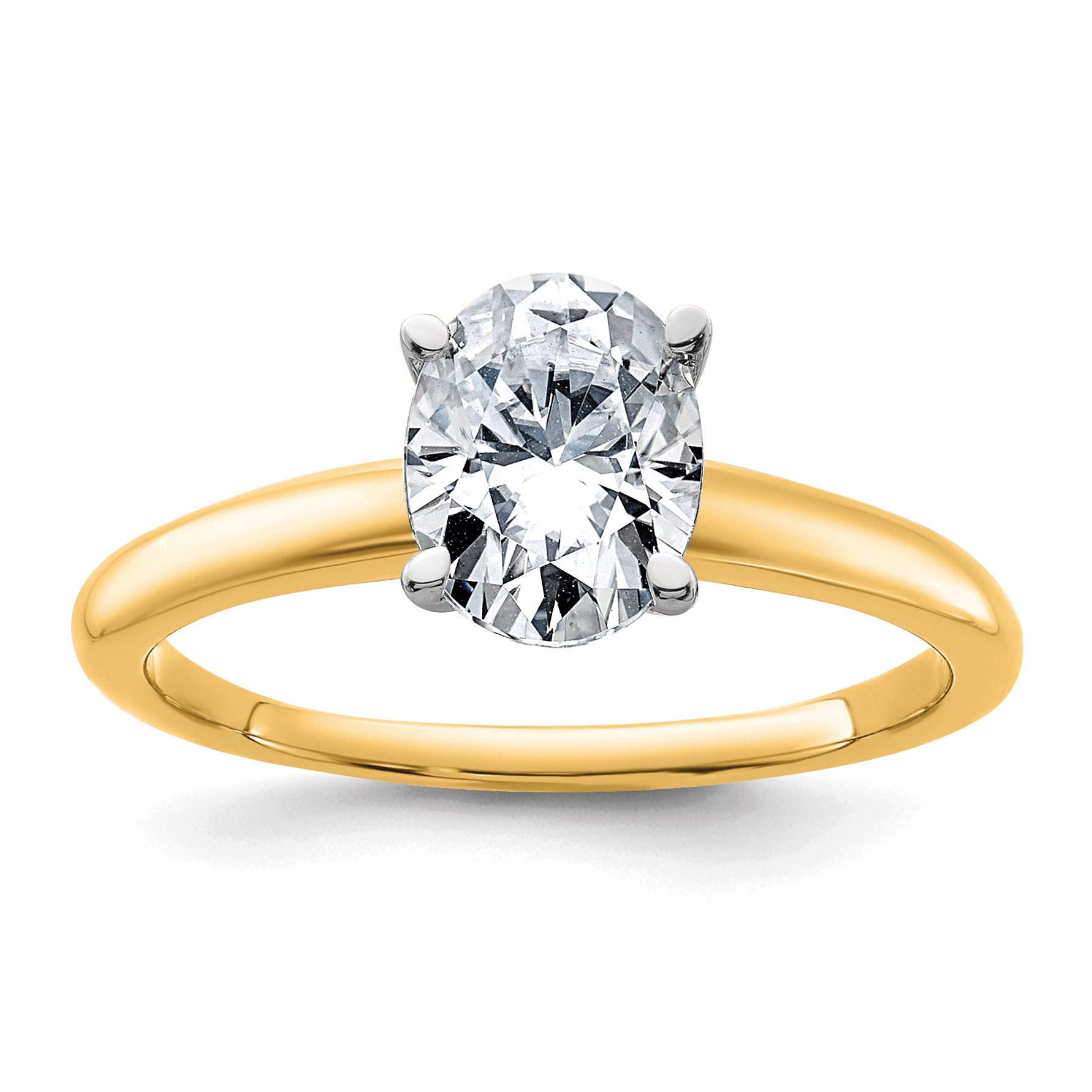 14k Two-Tone 1 1/4 carat Certified Lab Grown Diamond VS+ F+ Oval Complete Solitaire Engagement Ring