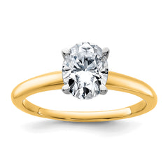 14k Two-Tone 1 1/4 carat Certified Lab Grown Diamond VS+ F+ Oval Complete Solitaire Engagement Ring