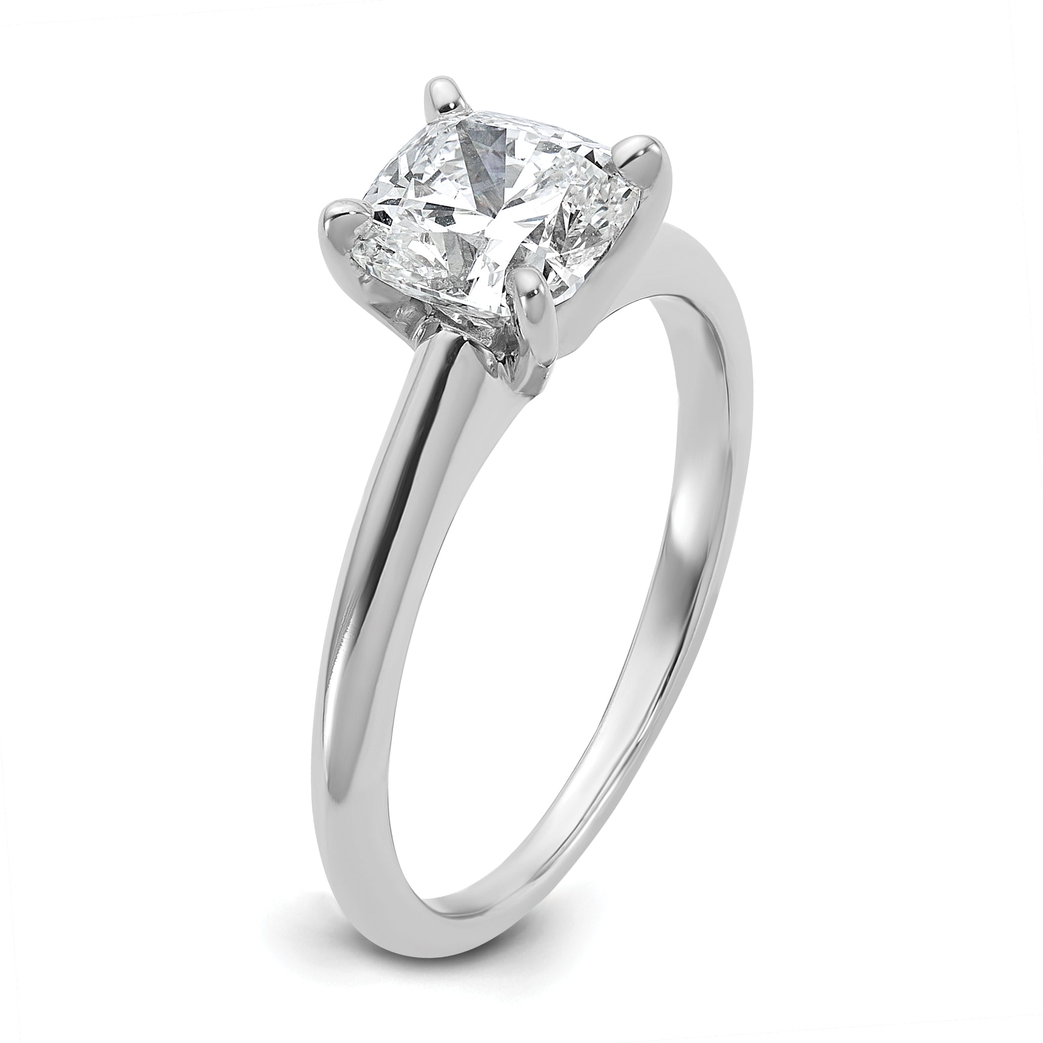 14k Two-tone 1 1/2 carat Certified Lab Grown Diamond VS+ F+ Cushion Complete Solitare Engagement Ring