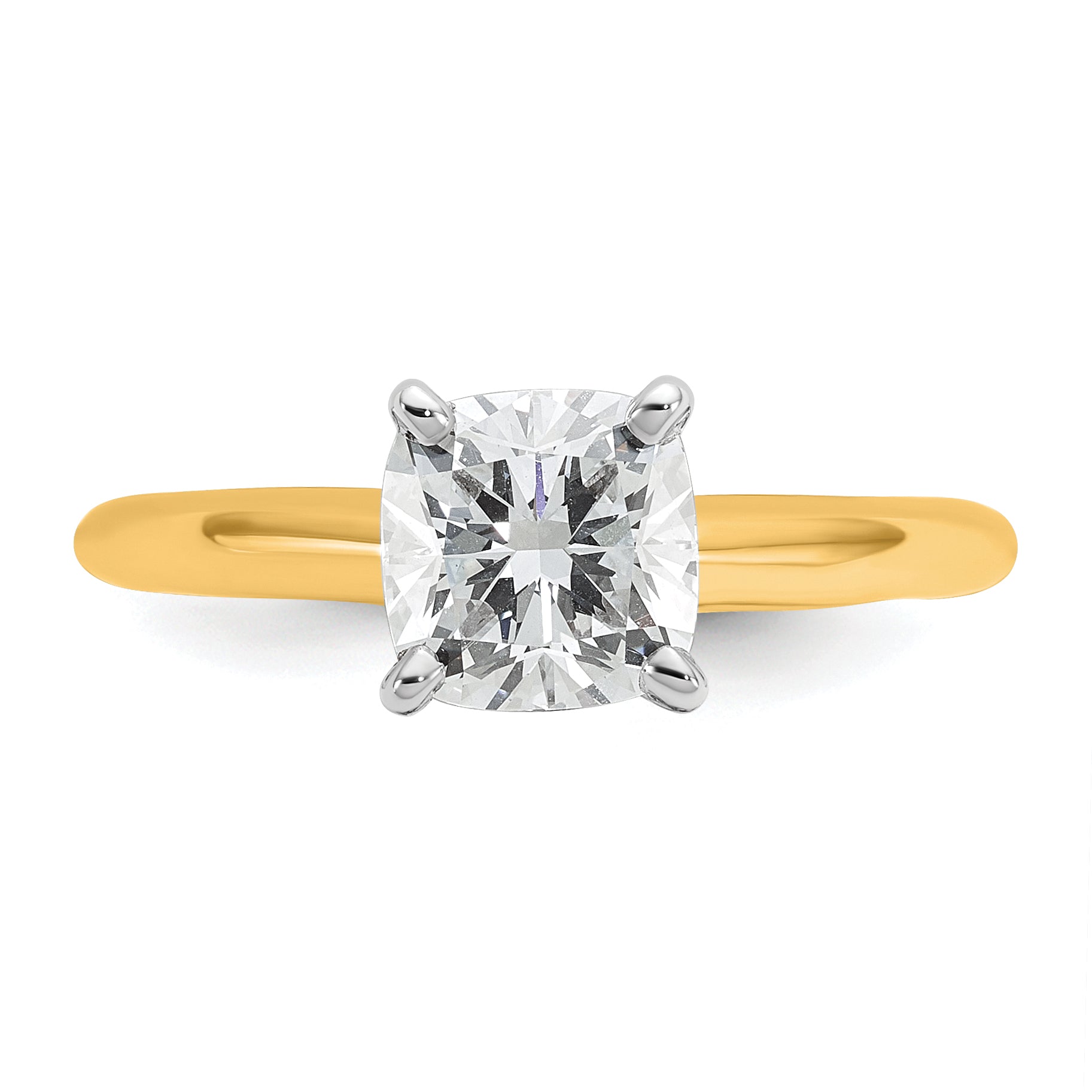 14k White Gold 1 1/4 carat Certified Lab Grown Diamond VS+ F+ Cushion Complete Solitare Engagement Ring