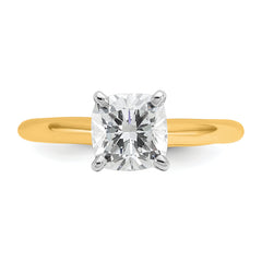 14k White Gold 1 1/4 carat Certified Lab Grown Diamond VS+ F+ Cushion Complete Solitare Engagement Ring