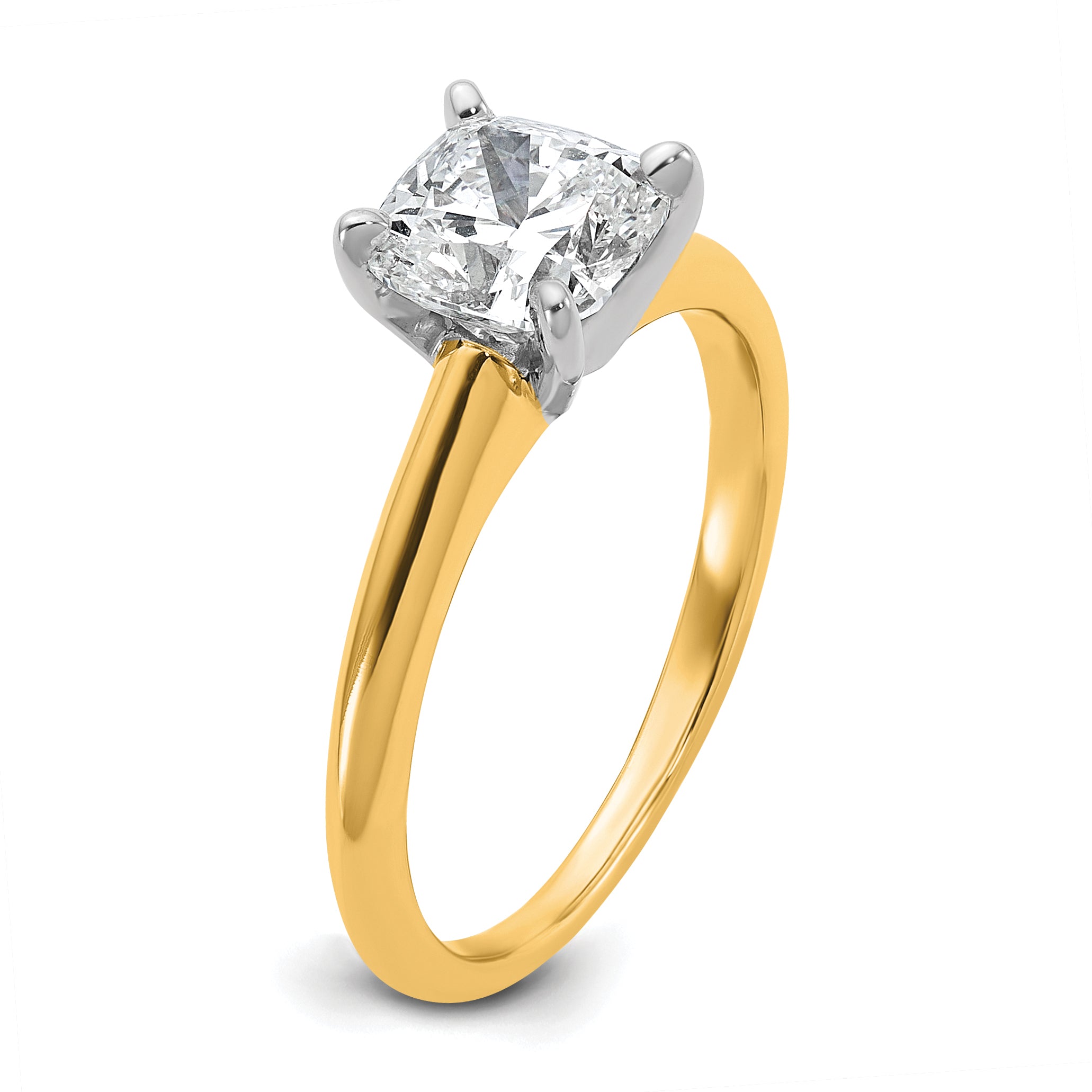 14k White Gold 1 1/4 carat Certified Lab Grown Diamond VS+ F+ Cushion Complete Solitare Engagement Ring
