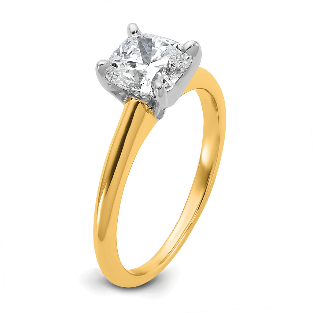 14k White Gold 1 1/4 carat Certified Lab Grown Diamond VS+ F+ Cushion Complete Solitare Engagement Ring