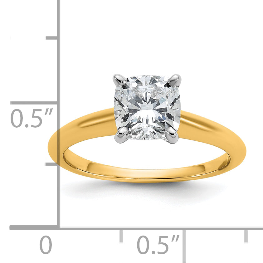 14k White Gold 1 1/4 carat Certified Lab Grown Diamond VS+ F+ Cushion Complete Solitare Engagement Ring