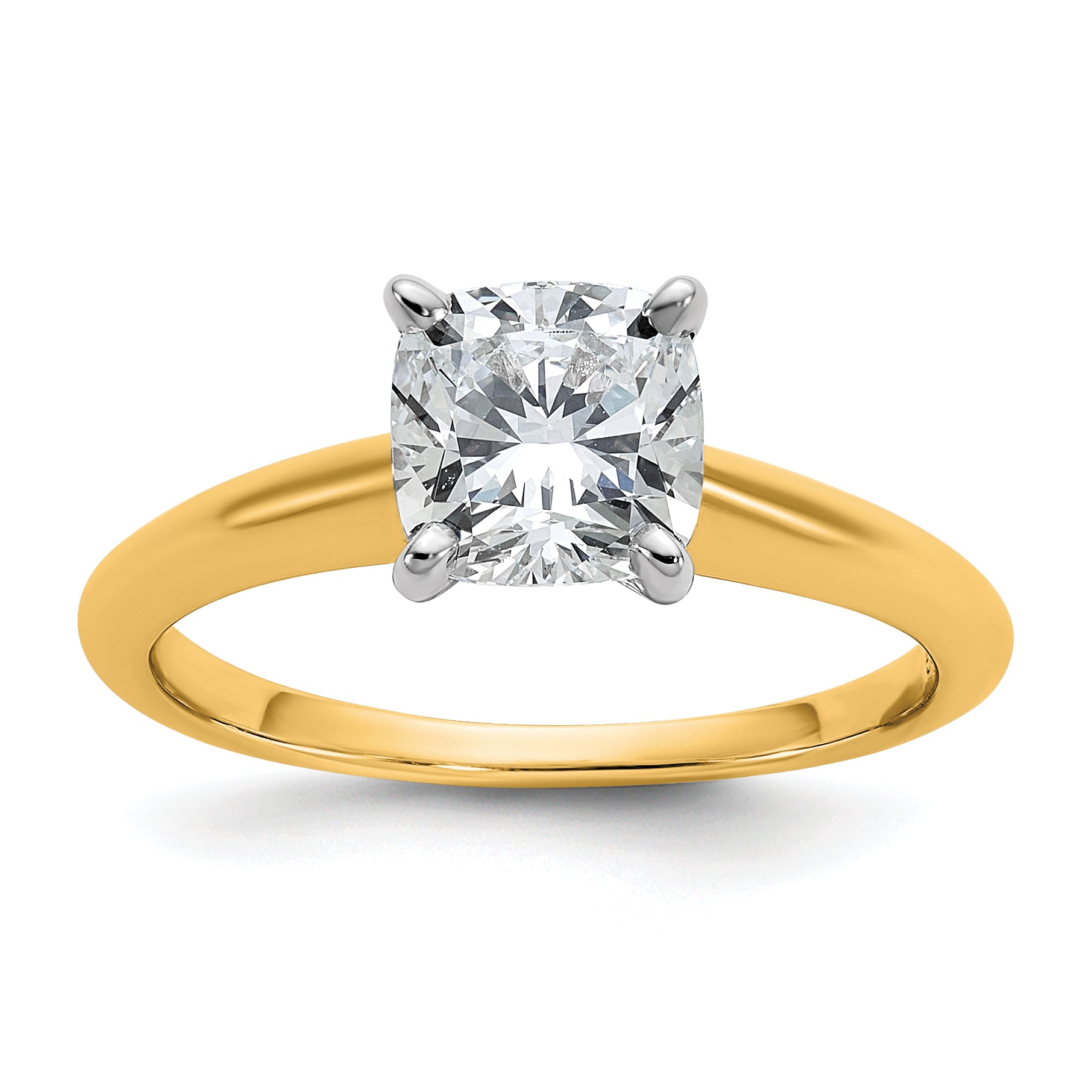 14k White Gold 1 1/4 carat Certified Lab Grown Diamond VS+ F+ Cushion Complete Solitare Engagement Ring
