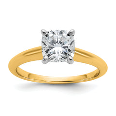 14k White Gold 1 1/4 carat Certified Lab Grown Diamond VS+ F+ Cushion Complete Solitare Engagement Ring