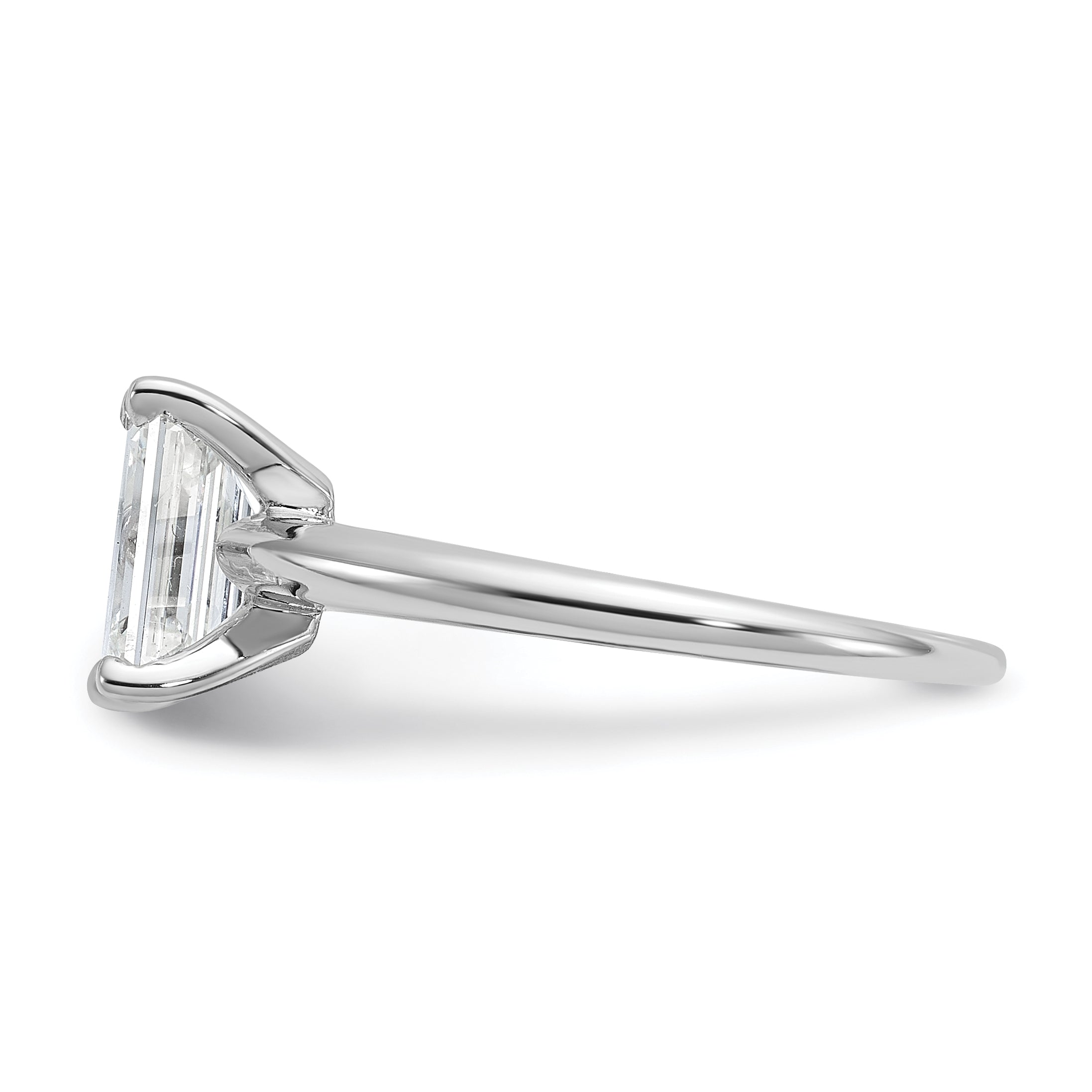 14k White Gold 1 1/2 carat Certified Lab Grown Diamond VS/SI+ G+ Emerald Solitare Complete Engagement Ring