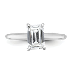 14k White Gold 1 1/2 carat Certified Lab Grown Diamond VS+ F+ Emerald Solitare Complete Engagement Ring