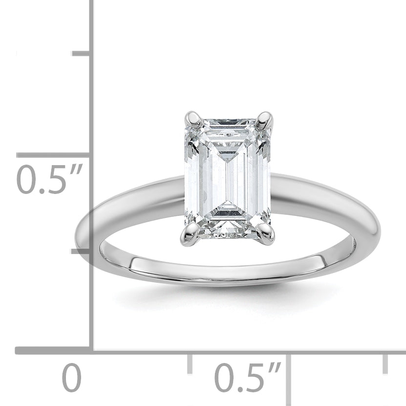 14k White Gold 1 1/2 carat Certified Lab Grown Diamond VS/SI+ G+ Emerald Solitare Complete Engagement Ring