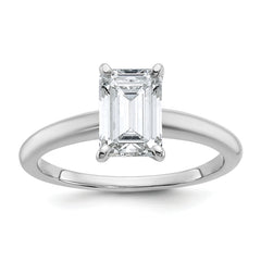 14k White Gold 1 1/2 carat Certified Lab Grown Diamond VS+ F+ Emerald Solitare Complete Engagement Ring