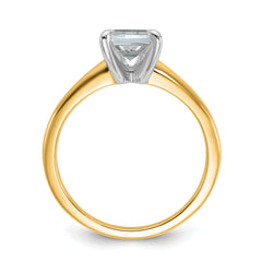 14k Two-tone 1 1/2 carat Certified Lab Grown Diamond VS+ F+ Emerald Solitare Complete Engagement Ring