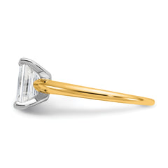 14k Two-tone 1 1/2 carat Certified Lab Grown Diamond VS+ F+ Emerald Solitare Complete Engagement Ring