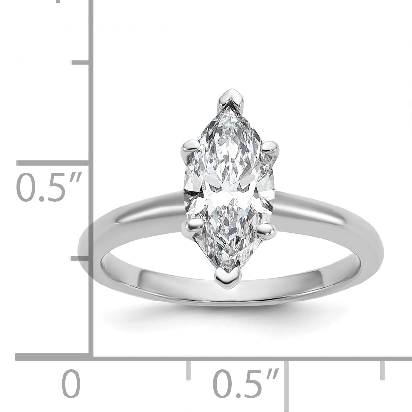 14k White Gold 1 1/2 carat Certified Lab Grown Diamond VS+ F+ Marquise Solitare Complete Engagement Ring