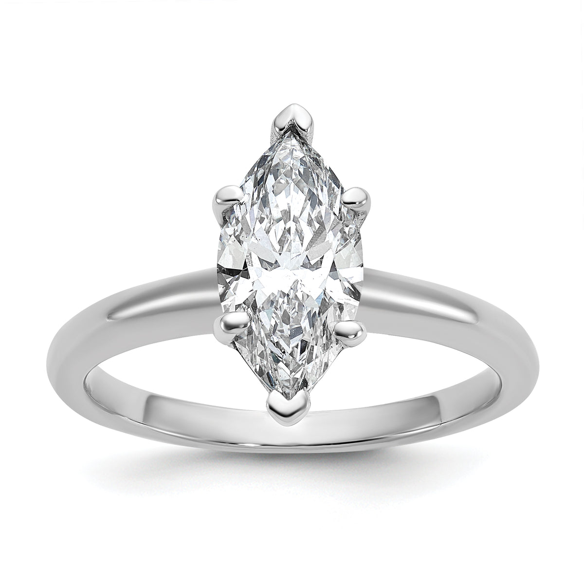 14k White Gold 1 1/2 carat Certified Lab Grown Diamond VS+ F+ Marquise Solitare Complete Engagement Ring