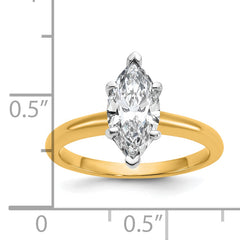 14k Two-tone 1 1/2 carat Certified Lab Grown Diamond VS+ F+ Marquise Solitare Complete Engagement Ring