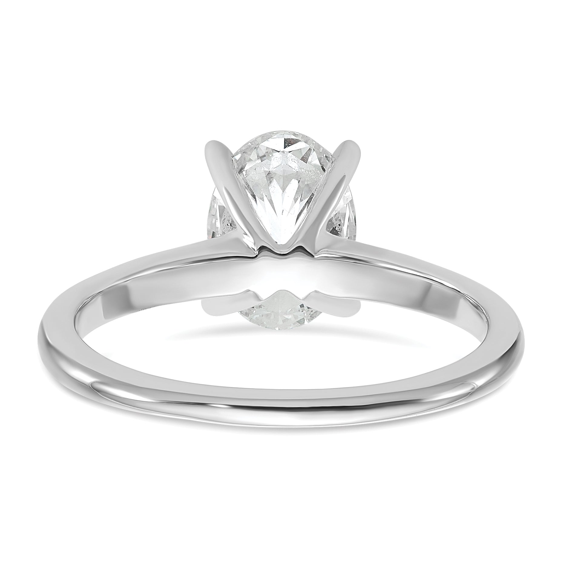 14k White Gold 1 1/2 carat Certified Lab Grown Diamond VS+ F+ Oval Complete Solitaire Engagement Ring