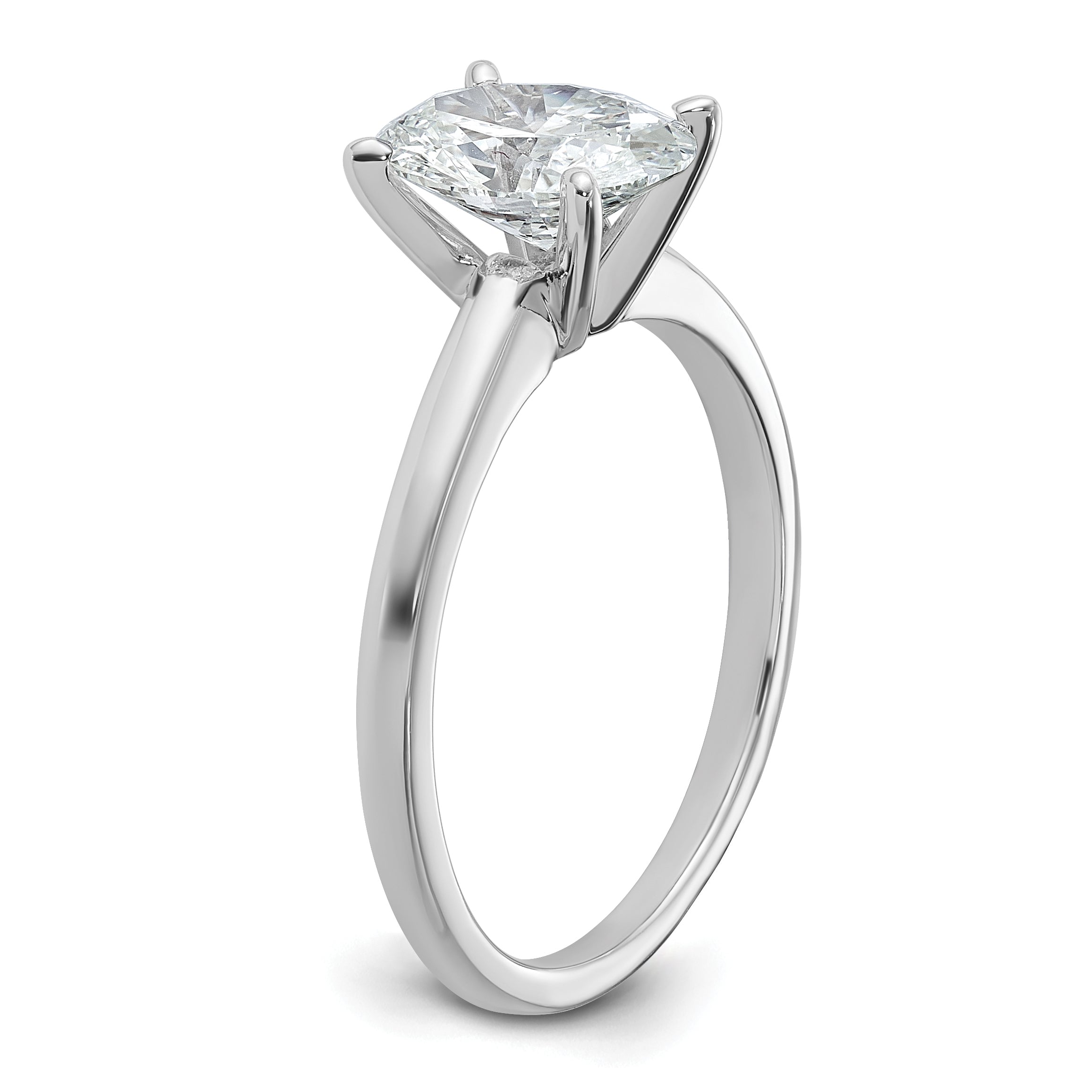14k White Gold 1 1/2 carat Certified Lab Grown Diamond VS+ F+ Oval Complete Solitaire Engagement Ring