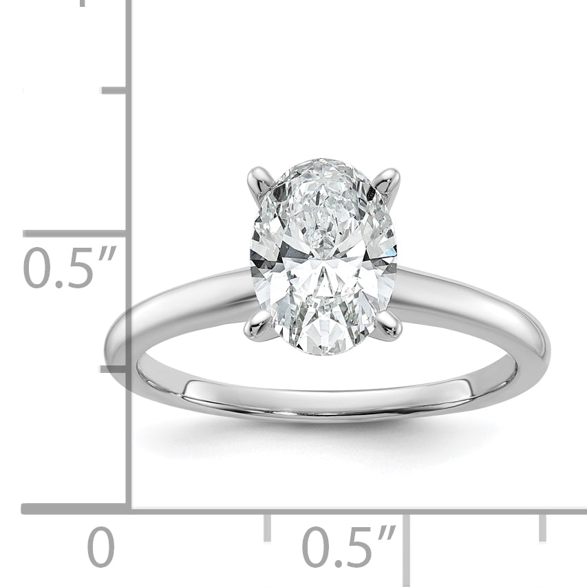14k White Gold 1 1/2 carat Certified Lab Grown Diamond VS+ F+ Oval Complete Solitaire Engagement Ring