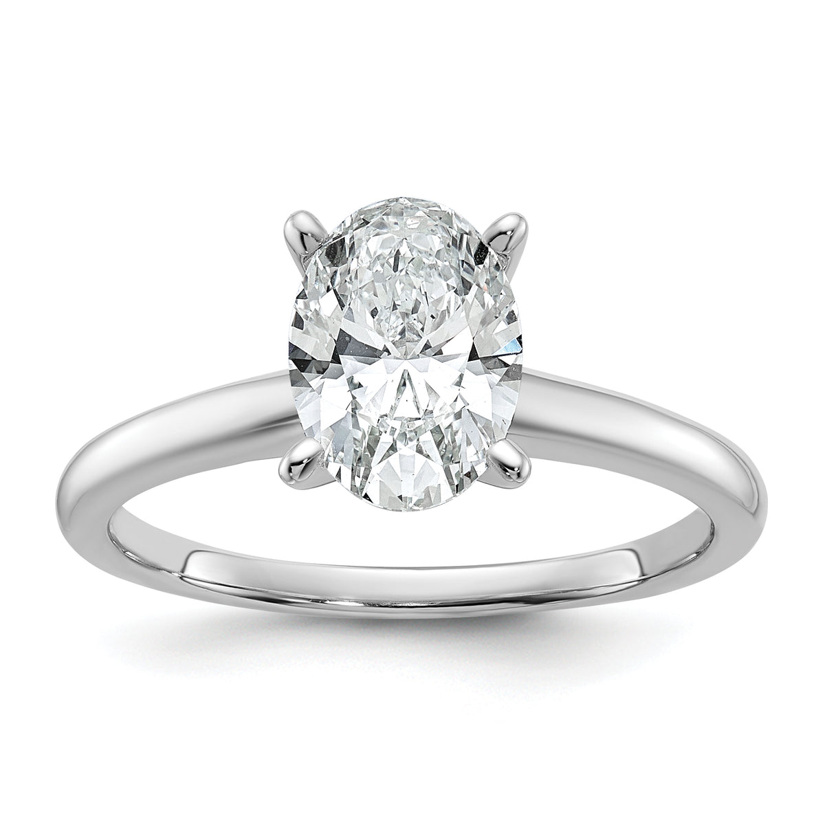 14k White Gold 1 1/2 carat Certified Lab Grown Diamond VS+ F+ Oval Complete Solitaire Engagement Ring