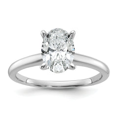 14k White Gold 1 1/2 carat Certified Lab Grown Diamond VS+ F+ Oval Complete Solitaire Engagement Ring