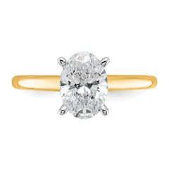 14k Two-Tone 1 1/2 carat Certified Lab Grown Diamond VS+ F+ Oval Complete Solitaire Engagement Ring