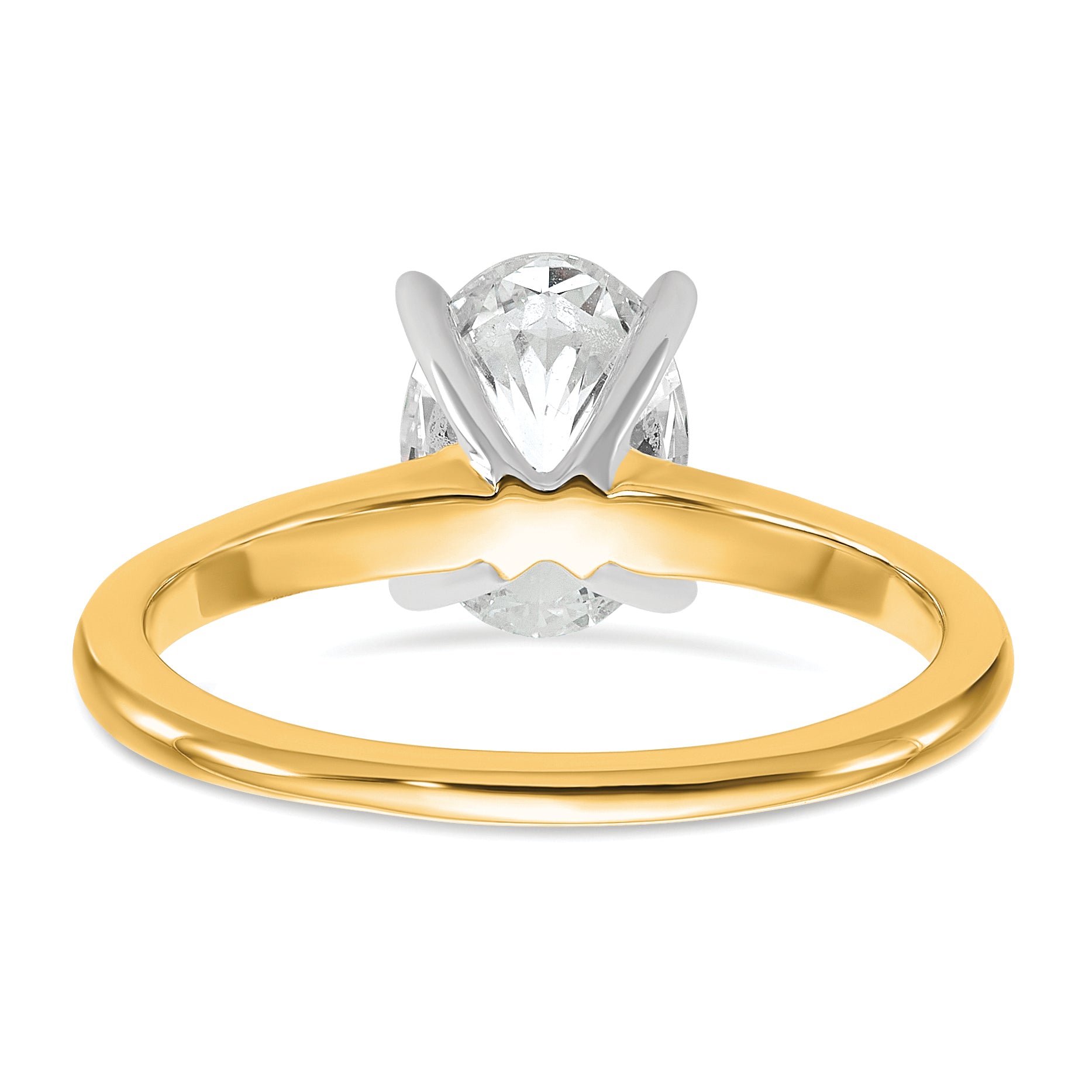14k Two-Tone 1 1/2 carat Certified Lab Grown Diamond VS+ F+ Oval Complete Solitaire Engagement Ring