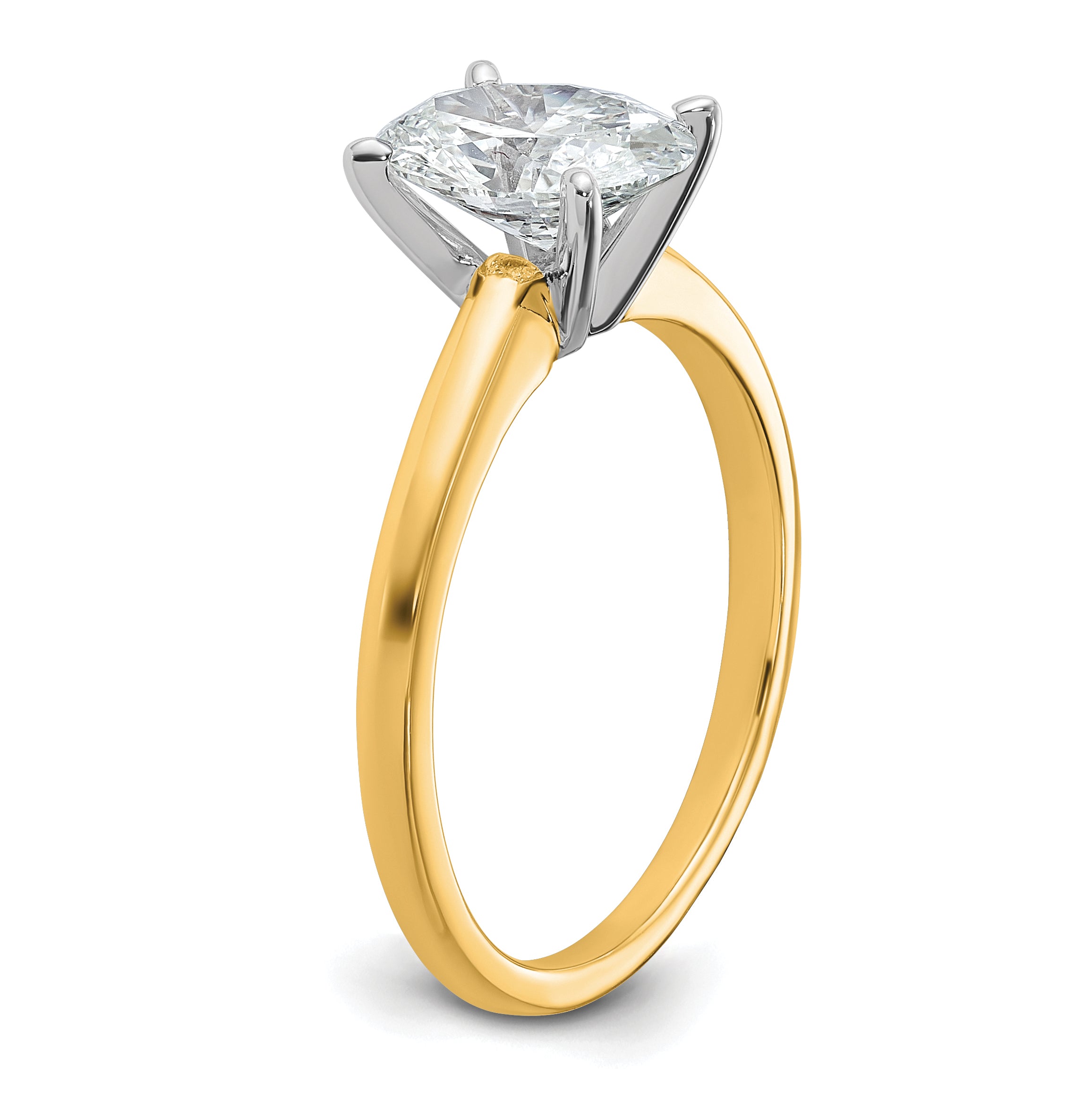14k Two-Tone 1 1/2 carat Certified Lab Grown Diamond VS+ F+ Oval Complete Solitaire Engagement Ring