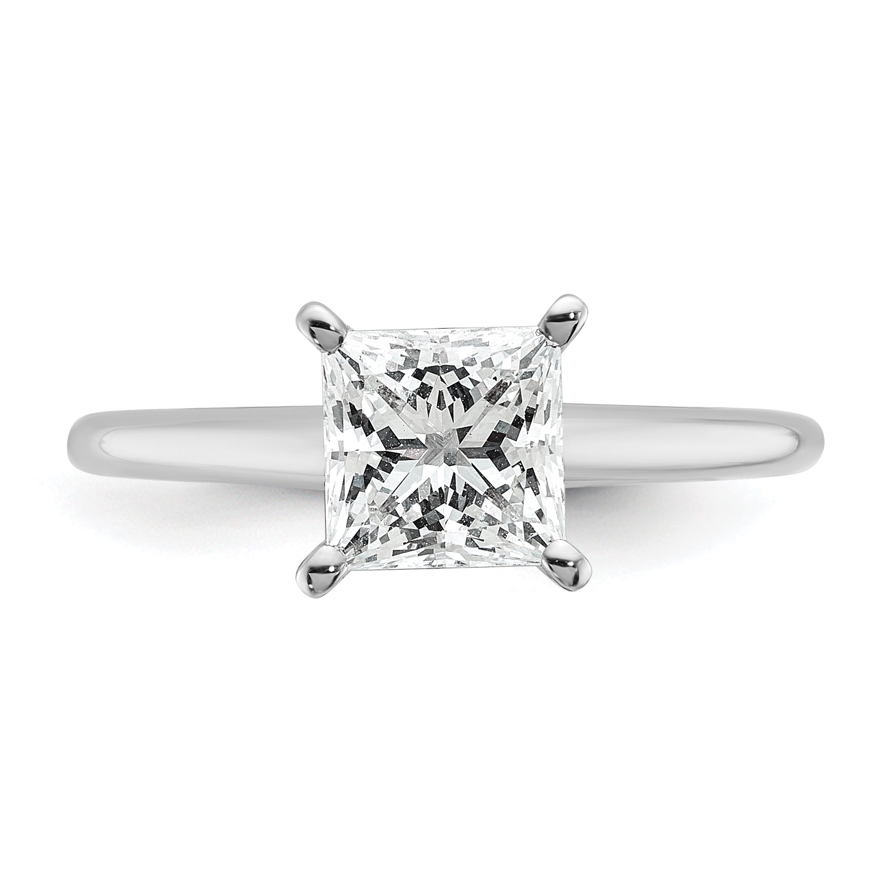 14k White Gold 1 1/2 carat Certified Lab Grown Diamond VS/SI+ G+ Princess Complete Solitare Engagement Ring