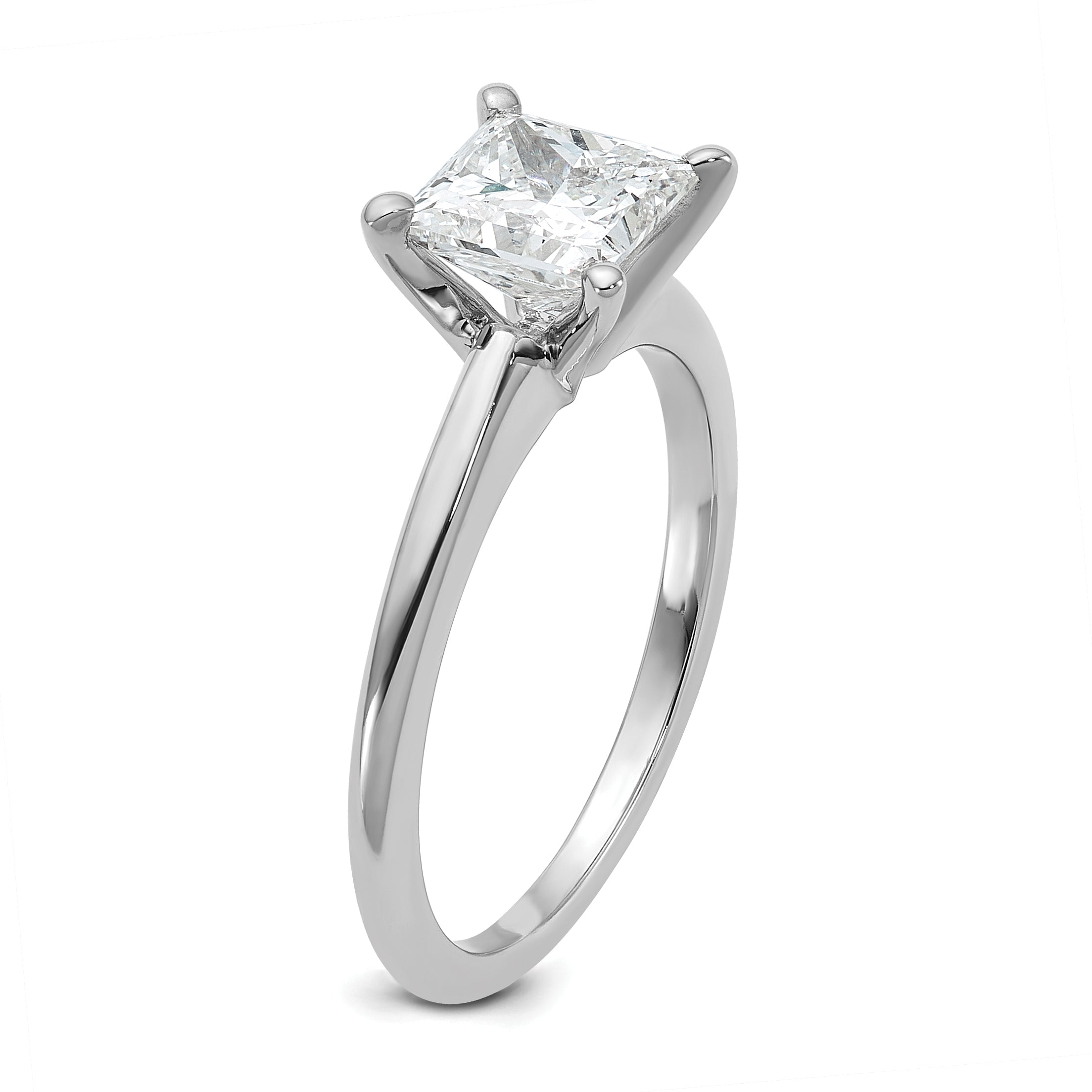 14k White Gold 1 1/2 carat Certified Lab Grown Diamond VS+ F+ Princess Complete Solitare Engagement Ring