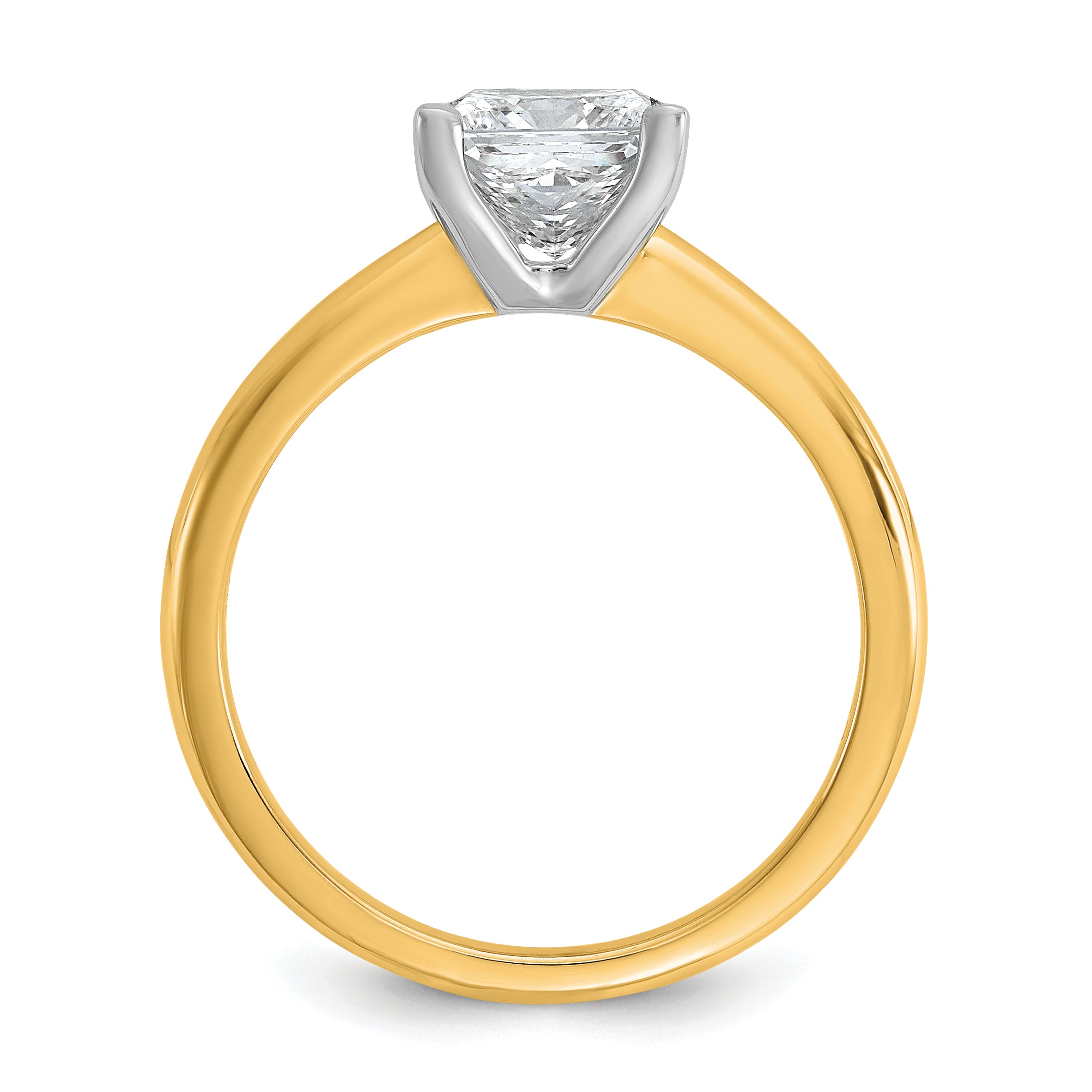 14k Two-tone 1 1/2 carat Certified Lab Grown Diamond VS+ F+ Princess Complete Solitare Engagement Ring