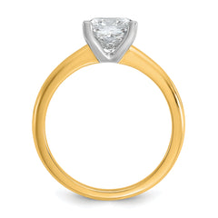 14k Two-tone 1 1/2 carat Certified Lab Grown Diamond VS+ F+ Princess Complete Solitare Engagement Ring