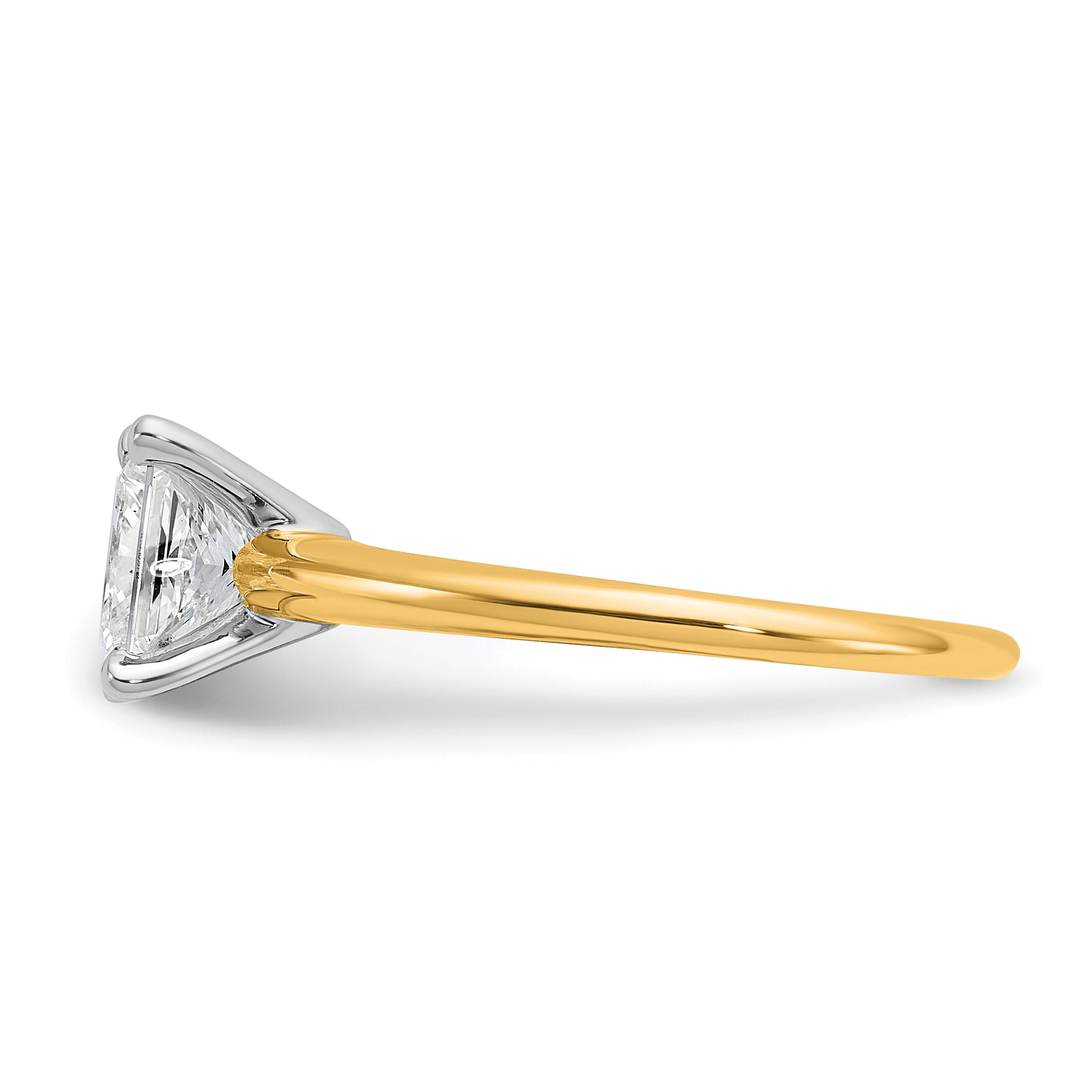 14k Two-tone 1 1/2 carat Certified Lab Grown Diamond VS+ F+ Princess Complete Solitare Engagement Ring