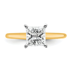 14k Two-tone 1 1/2 carat Certified Lab Grown Diamond VS+ F+ Princess Complete Solitare Engagement Ring