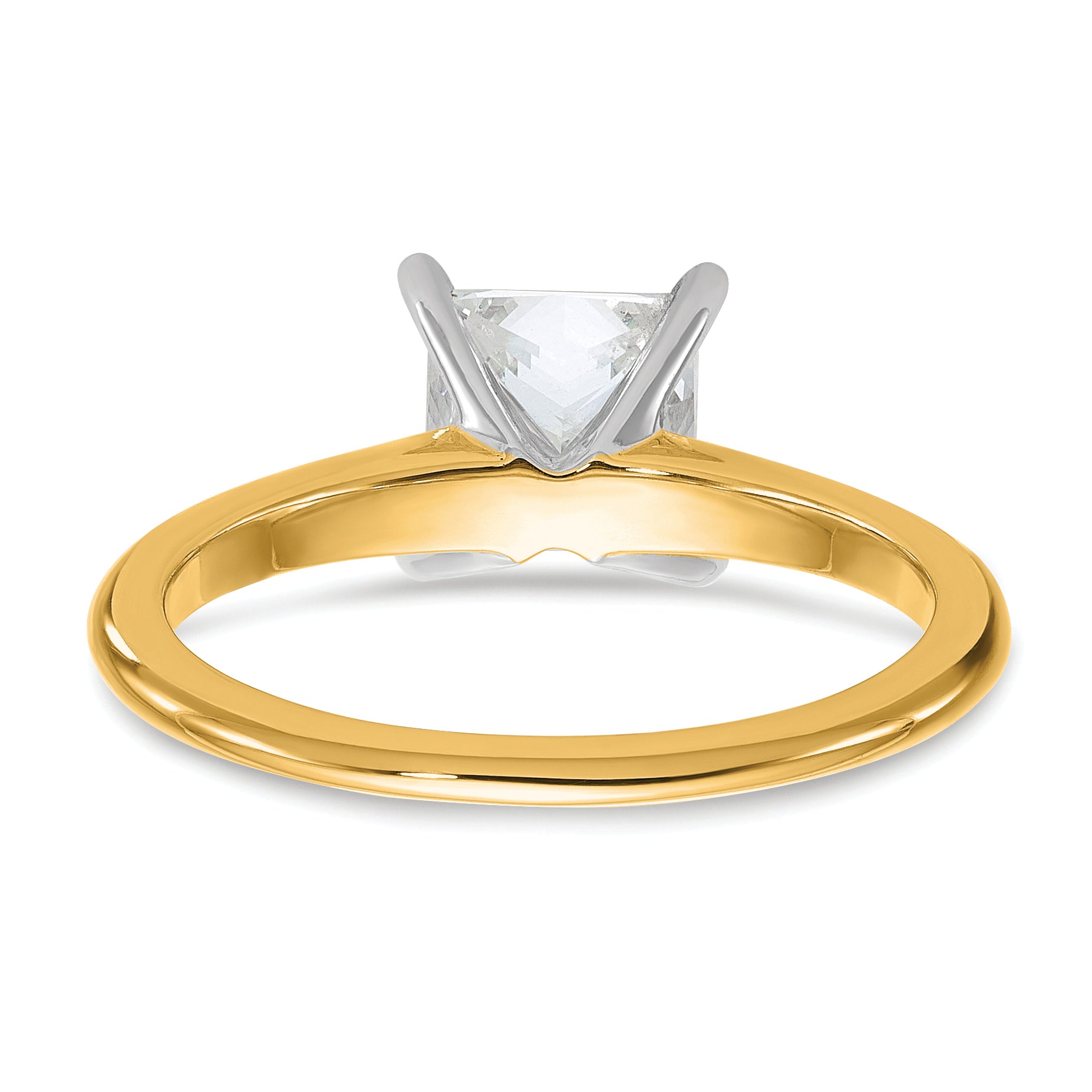 14k Two-tone 1 1/2 carat Certified Lab Grown Diamond VS+ F+ Princess Complete Solitare Engagement Ring