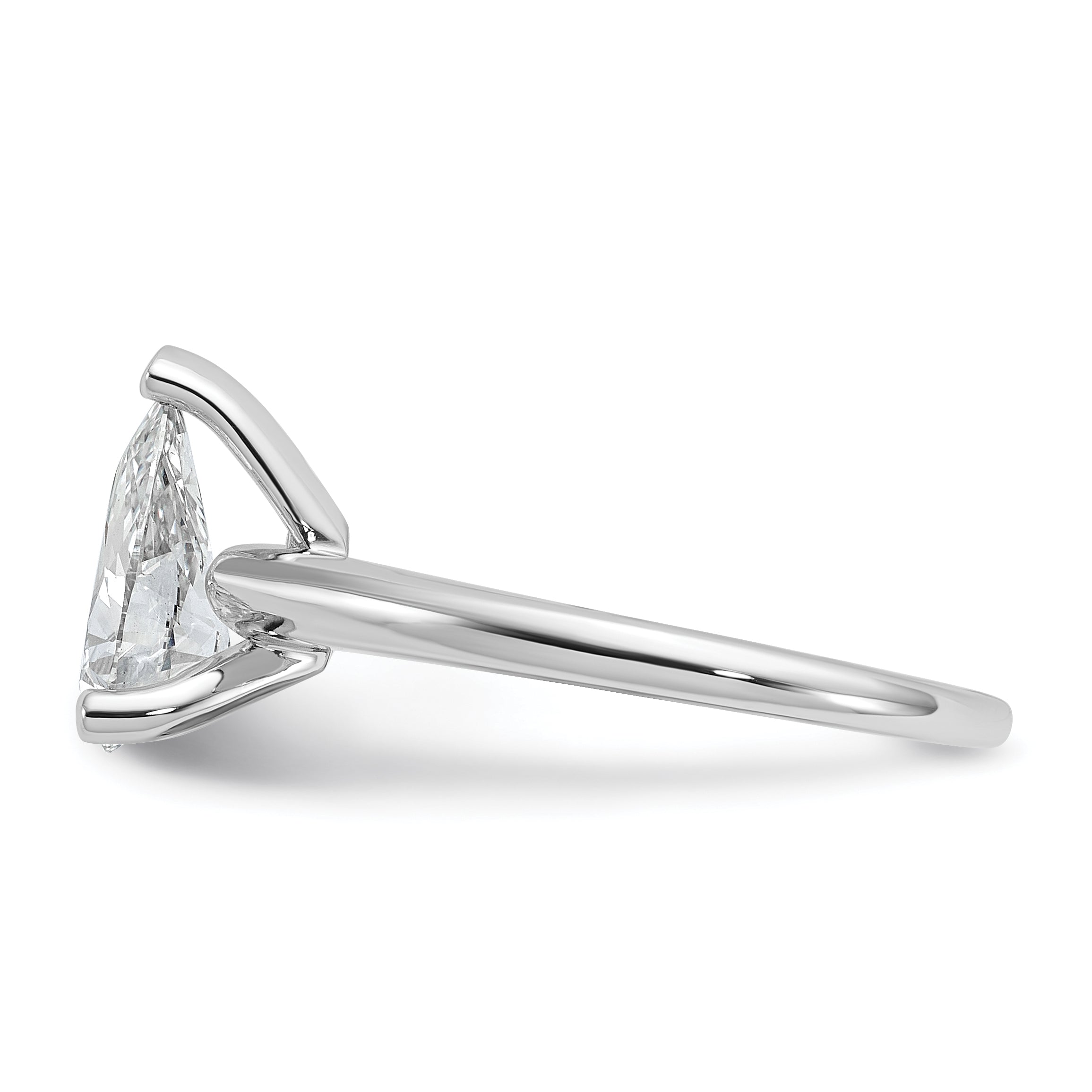 14k White Gold 1 1/2 carat Certified Lab Grown Diamond VS/SI+ G+ Pear Solitare Complete Engagement Ring