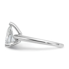 14k White Gold 1 1/2 carat Certified Lab Grown Diamond VS/SI+ G+ Pear Solitare Complete Engagement Ring