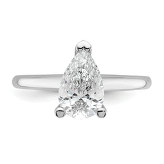14k White Gold 1 1/2 carat Certified Lab Grown Diamond VS+ F+ Pear Solitare Complete Engagement Ring